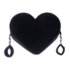 Black heart-shaped pillow with cuffs on both sides