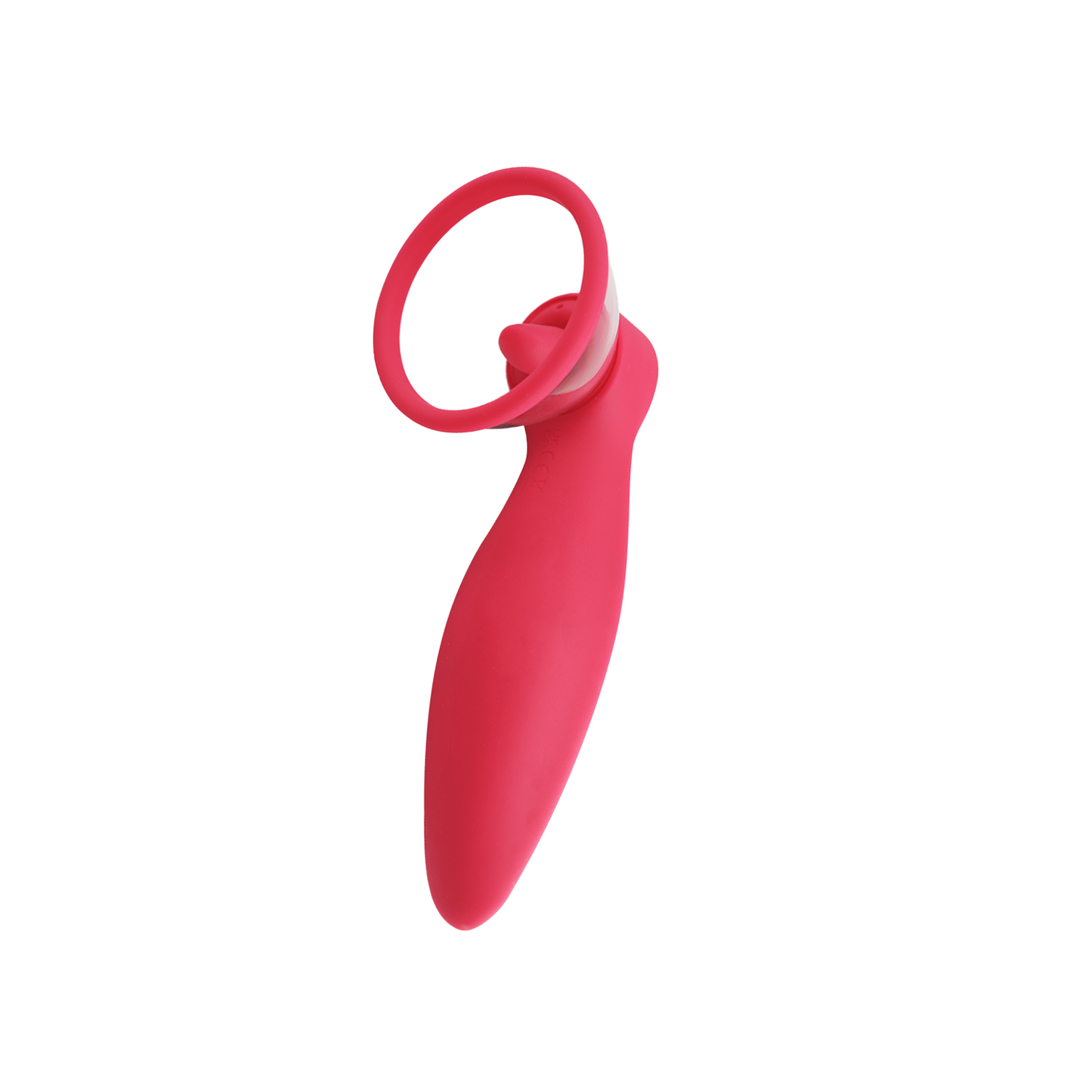 Pink handheld clit-sucking vibrator on transparent background